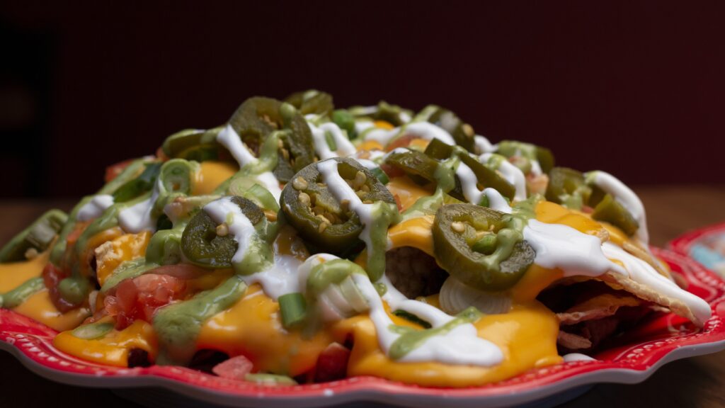 nachos, jalapenos, plate